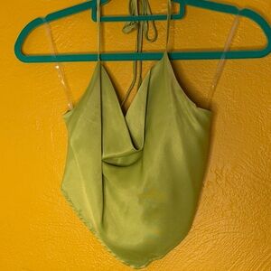 Wild Fable Lime Satin Halter Top